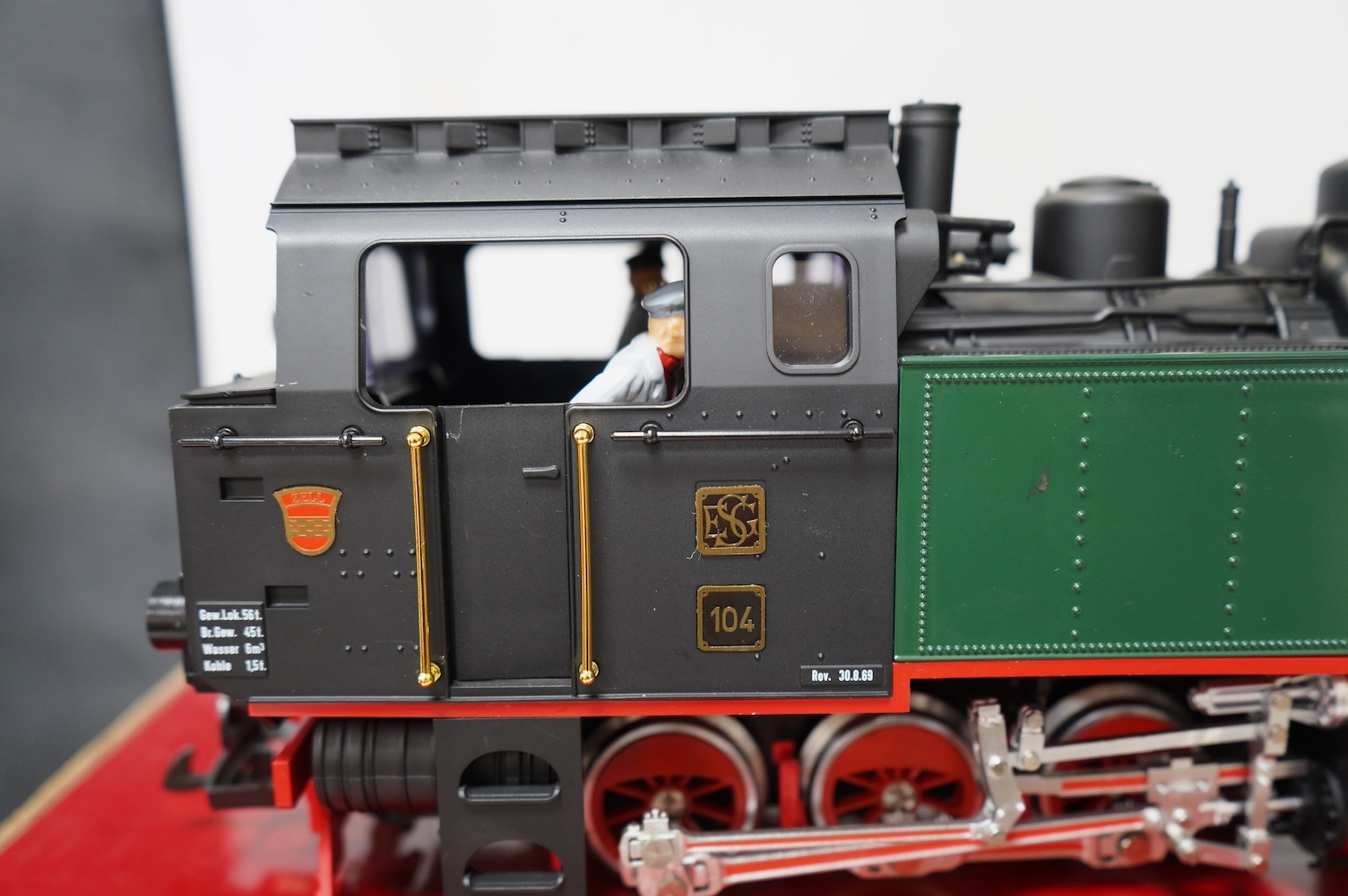 A boxed Lehman LGB (2085) G scale railway Mallet 0-6-6-0T locomotive, 104, in green livery. Condition - good, evidence of very minor running wear only.